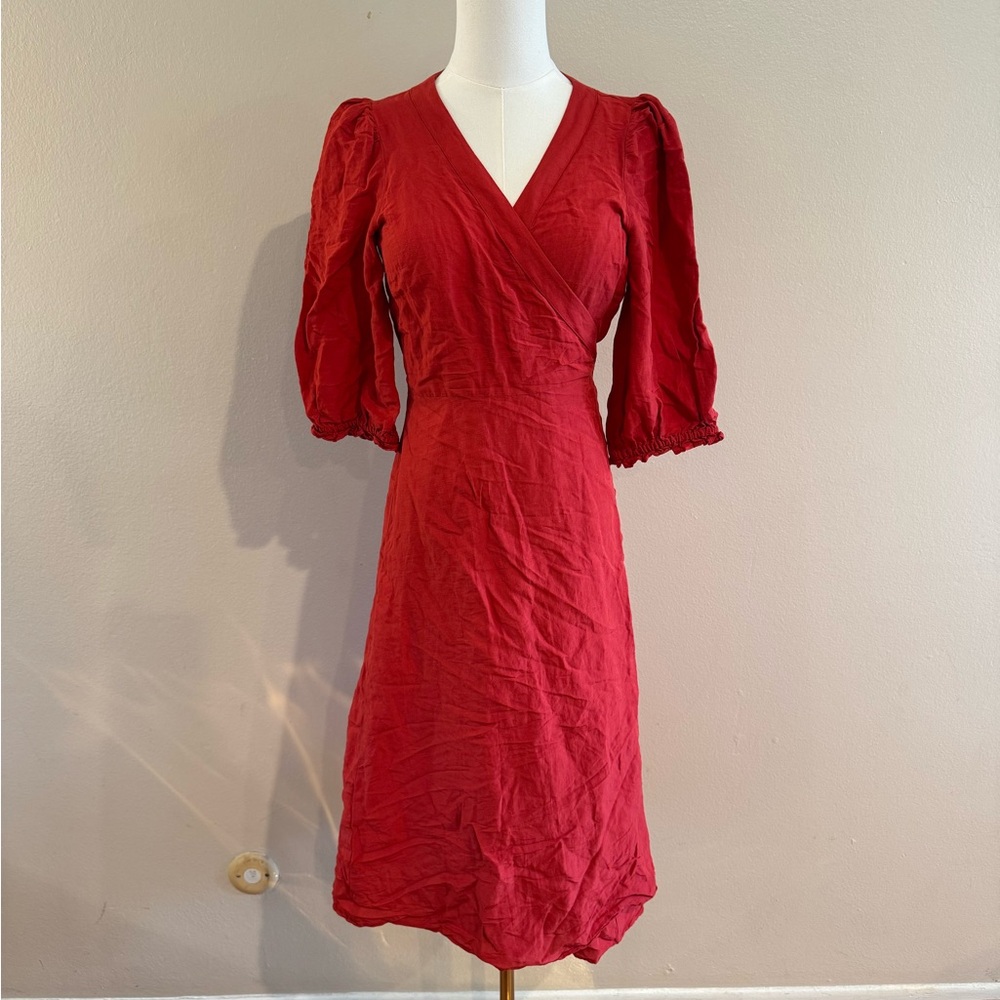 Madewell Linen Blend Wrap Dress